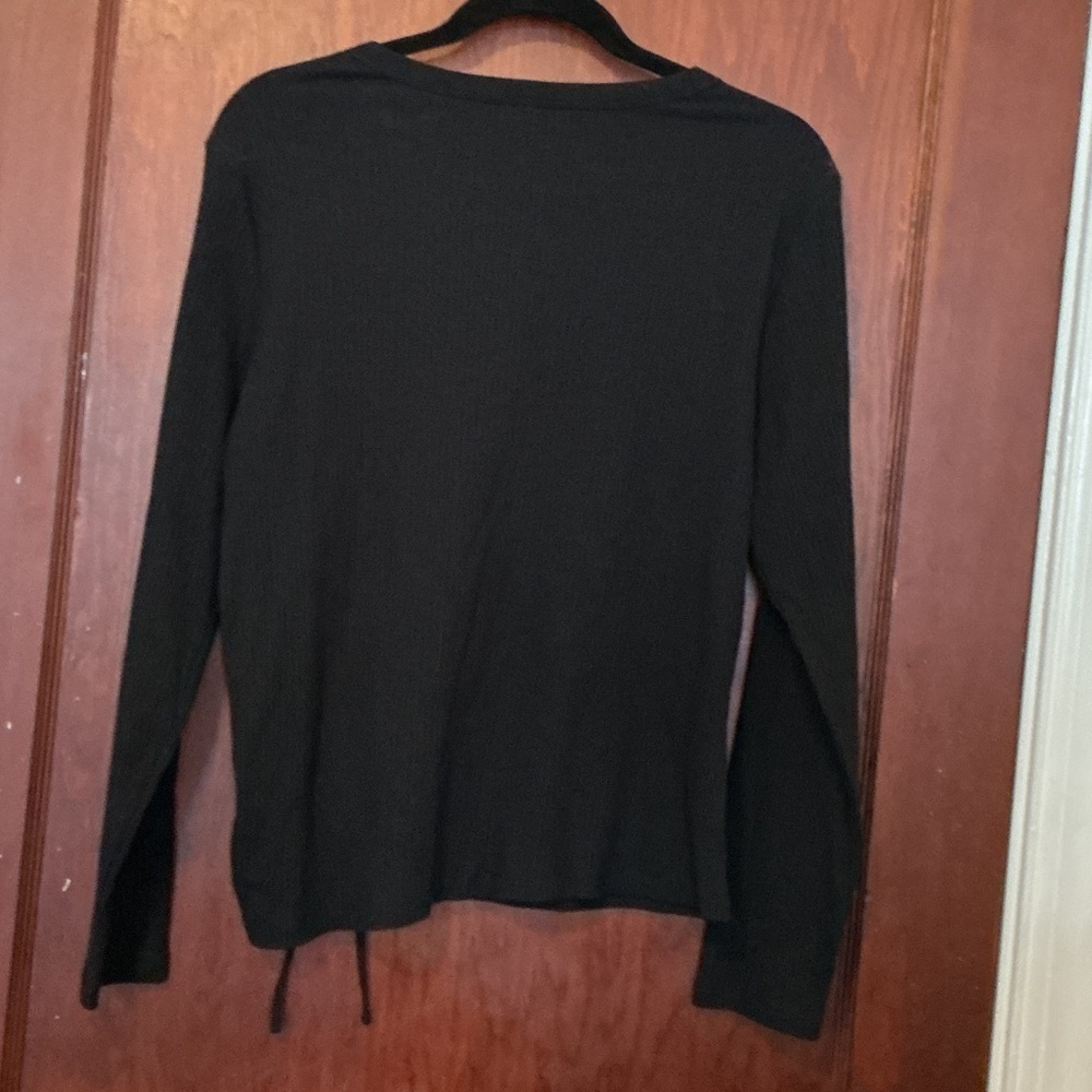 a new day Black Long Sleeve Ribbed Shirt with Side Tie - Picture 5 of 5